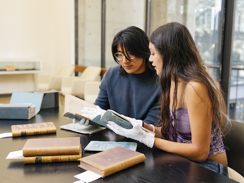 Humanities students work with special collections in McHenry Library.