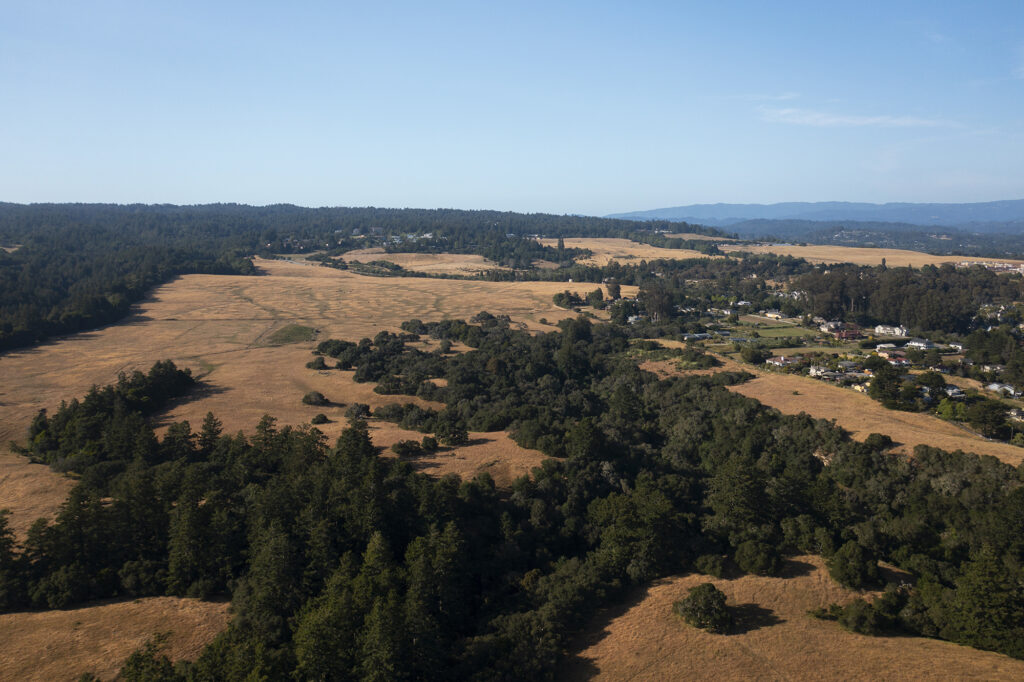 Aerial of inland coastal property