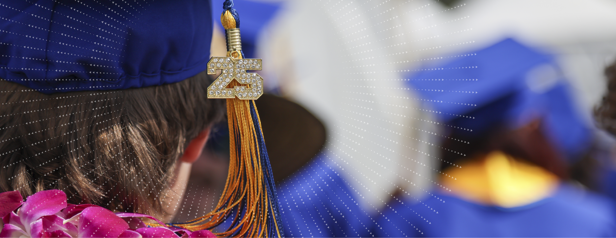 A student wears a class of 2025 graduation cap at a UC Santa Cruz graduation ceremony.